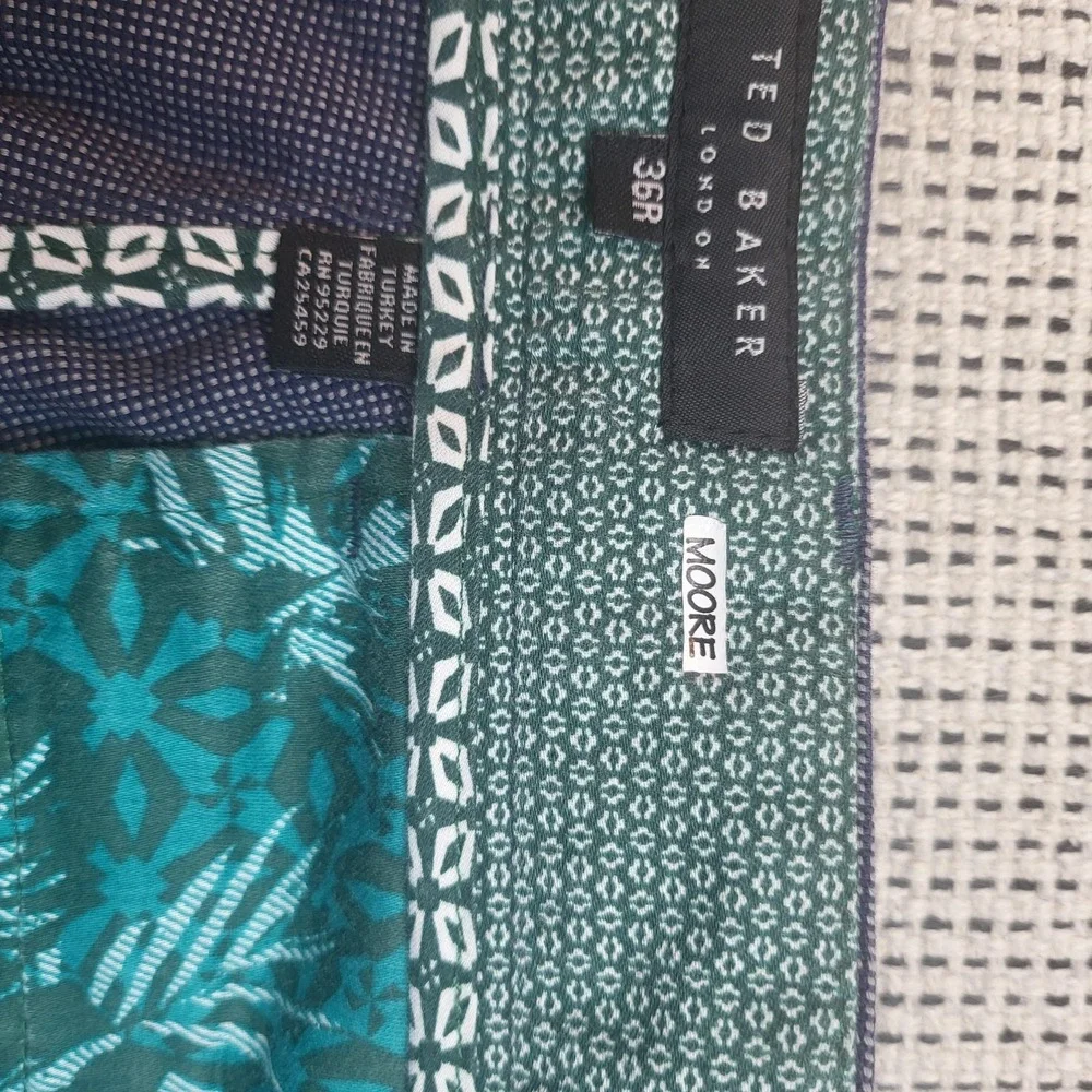 Ted Baker Moore Dress Pants Mens 37x32 Blue Check Flat Front Business‎ Office
